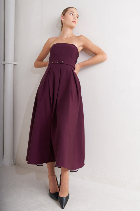 opera-wine-woven-midi-dress Flying Tomato - Sophia's StyleDRESSES-1